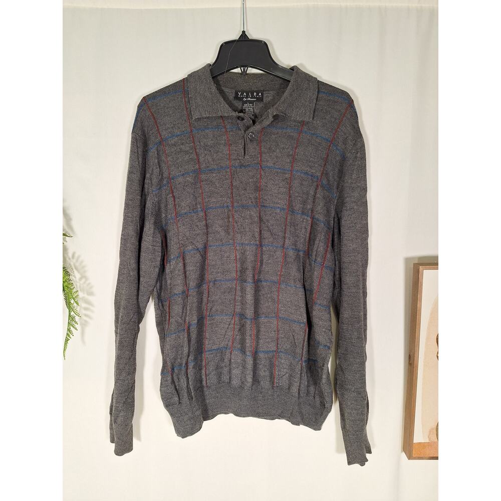 Valda Made in Italy Men's Polo Long-Sleeve Shirt Sweater Large